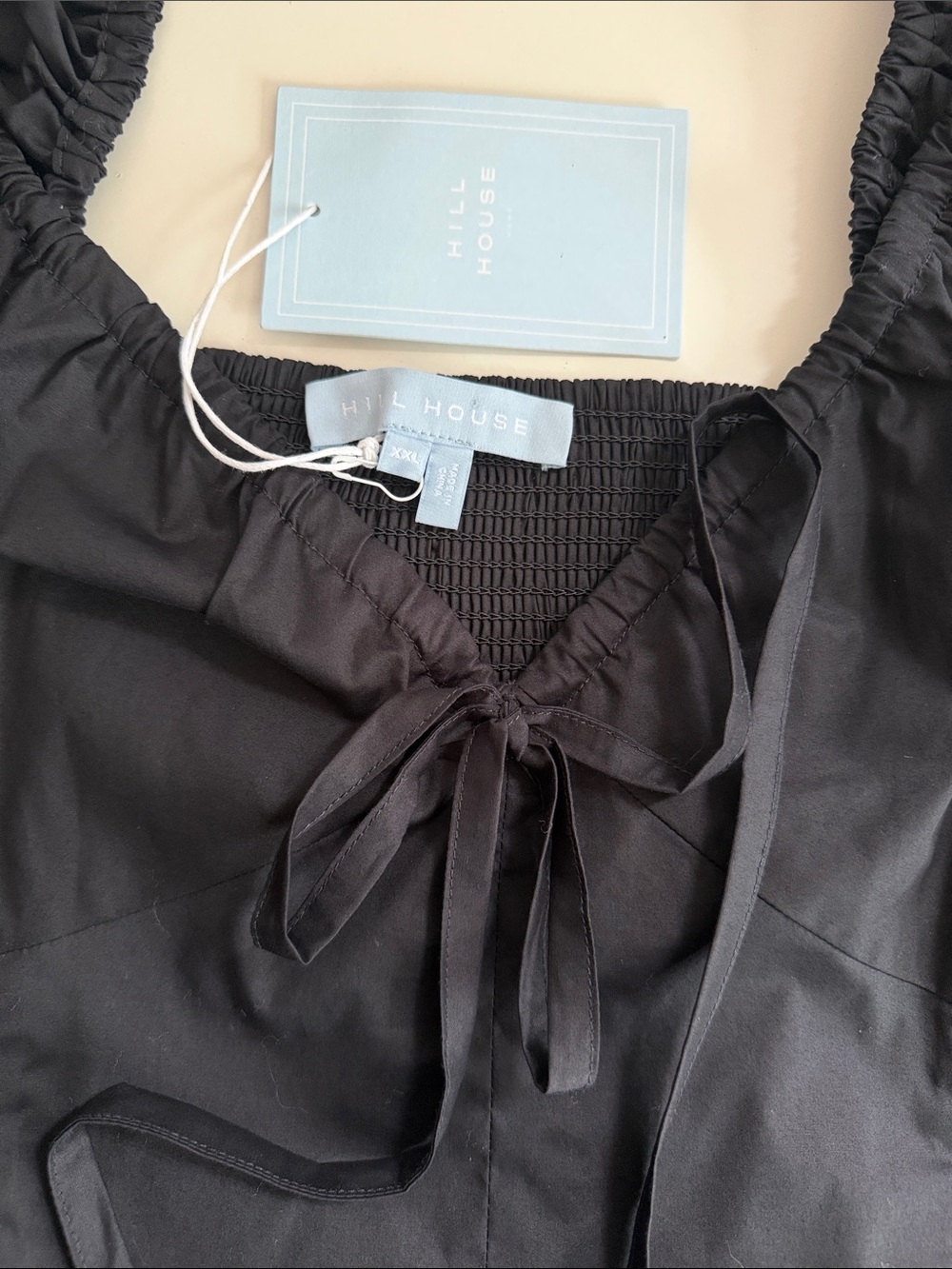 Hill House Black Puff-Sleeve Midi Dress with Gathered Waist - Picture 12 of 12